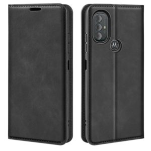 For Motorola Moto G Power 2022 Retro-skin Magnetic Suction Phone Leather Case with Holder & Card Slots & Wallet(Black) (OEM)