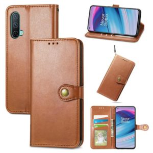 For OnePlus Nord CE 5G Solid Color Leather Buckle Phone Case with Lanyard & Photo Frame & Card Slot & Wallet & Stand Function(Brown) (OEM)