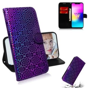 For LG W10 Solid Color Colorful Magnetic Buckle Horizontal Flip PU Leather Case with Holder & Card Slots & Wallet & Lanyard(Purple) (OEM)