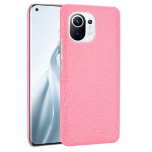 For Xiaomi Mi 11 Shockproof Crocodile Texture PC + PU Case(Pink) (OEM)