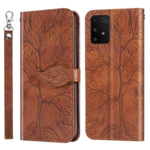 For Samsung Galaxy A91 Life of Tree Embossing Pattern Horizontal Flip Leather Case with Holder & Card Slot & Wallet & Photo Frame & Lanyard(Brown) (OEM)
