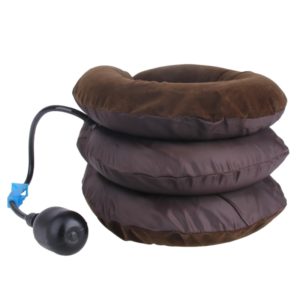 Inflatable Air Cervical Neck Traction Device Soft Head Back Shoulder Neck Ache Massager Headache Pain Relief Relaxation Brace(Coffee) (OEM)