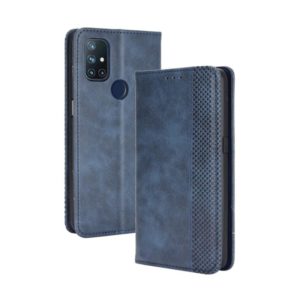 For OnePlus Nord N10 5G Magnetic Buckle Retro Crazy Horse Texture Horizontal Flip Leather Case with Holder & Card Slots & Photo Frame(Blue) (OEM)