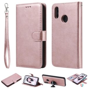 For Huawei Honor 10 Lite Solid Color Horizontal Flip Protective Case with Holder & Card Slots & Wallet & Photo Frame & Lanyard(Rose Gold) (OEM)