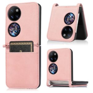 For Huawei P50 Pocket Lambskin Texture Card Folding Phone Case(Pink) (OEM)