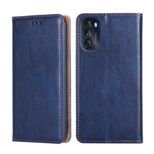 For Motorola Moto G 2022 Gloss Oil Solid Color Magnetic Leather Phone Case(Blue) (OEM)