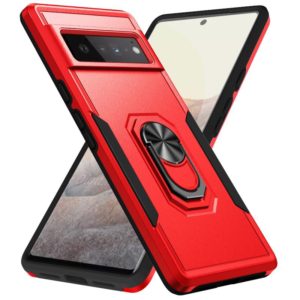 For Google Pixel 6 Pro Pioneer Armor Heavy Duty PC + TPU Holder Phone Case(Red + Black) (OEM)