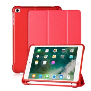 For iPad mini 5 / mini 4 / mini 3 / mini 2 / mini 3-folding Litchi Texture Horizontal Flip PU Leather + Shockproof TPU Case with Holder & Pen Slot(Red) (OEM)