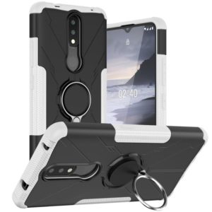 For Nokia 2.4 Machine Armor Bear Shockproof PC + TPU Protective Case with Ring Holder(White) (OEM)