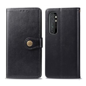For Xiaomi Note 10 Lite Retro Solid Color Leather Buckle Phone Case with Lanyard & Photo Frame & Card Slot & Wallet & Stand Function(Black) (OEM)