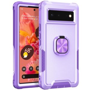 For Google Pixel 6 3 in 1 Ring Holder PC + TPU Phone Case(Purple) (OEM)