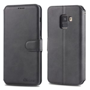 For Galaxy A8 2018 AZNS Calf Texture Magnetic Horizontal Flip PU Leather Case with Holder & Card Slots & Photo Frame(Black) (AZNS) (OEM)