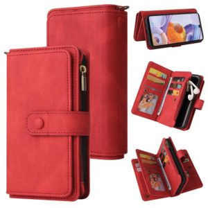 For LG Stylo 6 Skin Feel PU + TPU Horizontal Flip Leather Case With Holder & 15 Cards Slot & Wallet & Zipper Pocket & Lanyard(Red) (OEM)