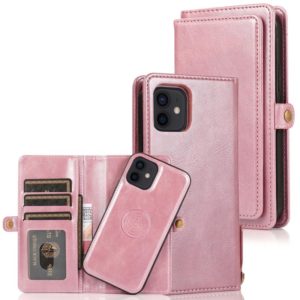 For iPhone 12 mini Multiple Card Slots Detachable Magnetic Horizontal Flip Leather Case with Card Slots & Holder & Wallet (Rose Gold) (OEM)