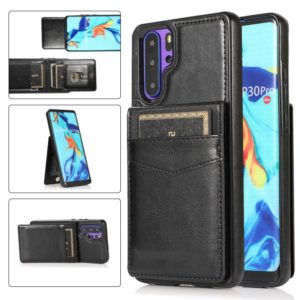 For Huawei P30 Pro Solid Color PC + TPU Protective Case with Holder & Card Slots(Black) (OEM)