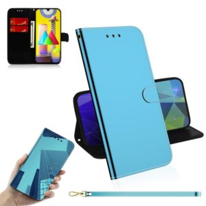 For Samsung Galaxy M31 Lmitated Mirror Surface Horizontal Flip Leather Case with Holder & Card Slots & Wallet & Lanyard(Blue) (OEM)