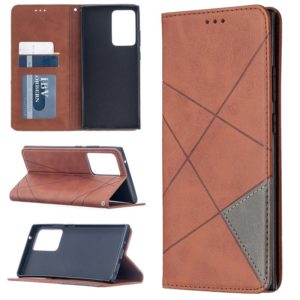For Samsung Galaxy Note 20 Ultra Rhombus Texture Horizontal Flip Magnetic Leather Case with Holder & Card Slots & Wallet(Brown) (OEM)