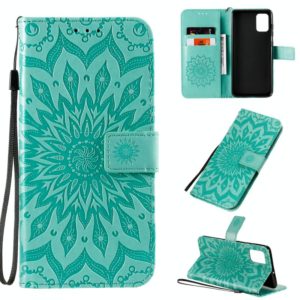 For Galaxy A71 Sun Print Horizontal Flip Protective Case with Holder & Card Slots & Wallet(Green) (OEM)