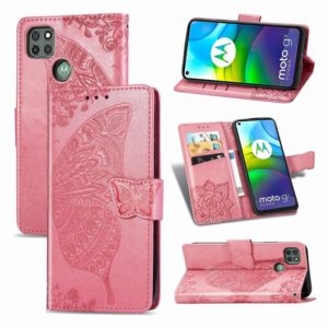 For Motorola Moto G9 Power Butterfly Love Flower Embossed Horizontal Flip Leather Case with Bracket / Card Slot / Wallet / Lanyard(Pink) (OEM)