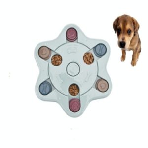 Pet Toy Dog Food Turntable Eating Puzzle Anti-Smashing Dog Bowl Supplies, Style:Hexagon Style(Blue) (OEM)