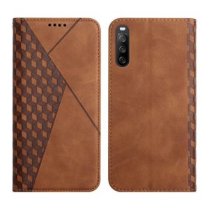 For Sony Xperia 10 III Diamond Splicing Skin Feel Magnetic Leather Phone Case(Brown) (OEM)