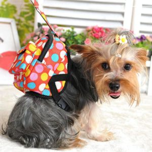Pet Own Backpack Pet Circle Wave Point The Dog Small Backpack with Towing Rope Large , Chest Measurement: 42-60cm(Red) (OEM)
