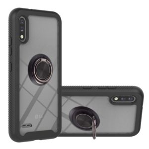 For LG K22 / K22+ Starry Sky Solid Color Series Shockproof PC + TPU Protective Case with Ring Holder & Magnetic Function(Black) (OEM)