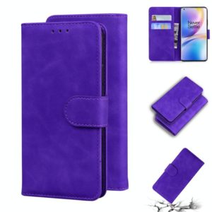 For OnePlus 8 Pro Skin Feel Pure Color Flip Leather Phone Case(Purple) (OEM)