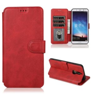 For Huawei Mate 10 Lite / Maimang 6 Calf Texture Magnetic Buckle Horizontal Flip Leather Case with Holder & Card Slots & Wallet & Photo Frame(Red) (OEM)