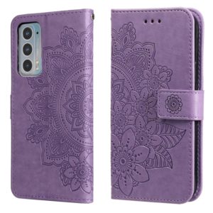 For Motorola Edge 20 7-petal Flowers Embossing Horizontal Flip Leather Phone Case with Holder & Card Slots(Light Purple) (OEM)