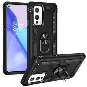 For OnePlus 9 Shockproof TPU + PC Protective Case with 360 Degree Rotating Holder(Black) (OEM)