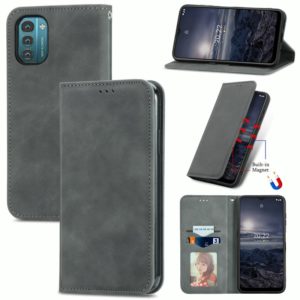 For Nokia G21 Retro Skin Feel Magnetic Horizontal Flip Leather Phone Case(Gray) (OEM)