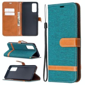 For Samsung Galaxy S20 FE 5G / S20 Lite Color Matching Denim Texture Horizontal Flip Leather Case with Holder & Card Slots & Wallet & Lanyard(Green) (OEM)