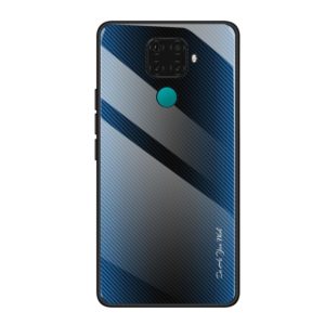 For Huawei Nova 5i Pro Texture Gradient Glass Protective Case(Blue) (OEM)