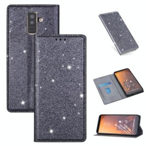 For Samsung Galaxy A6+ / J8 (2018) Ultrathin Glitter Magnetic Horizontal Flip Leather Case with Holder & Card Slots(Gray) (OEM)