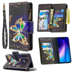 For Xiaomi Redmi Note 8 Colored Drawing Pattern Zipper Horizontal Flip Leather Case with Holder & Card Slots & Wallet(Big Butterfly) (OEM)