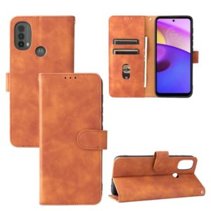 For Motorola Moto E20 / E30 / E40 Skin Feel Magnetic Horizontal Flip Phone Leather Case with Holder & Card Slots & Wallet(Brown) (OEM)
