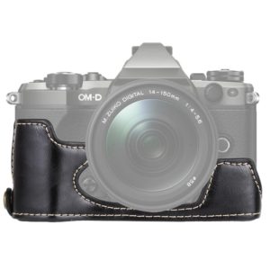 1/4 inch Thread PU Leather Camera Half Case Base for Olympus EM5 / EM5 Mark II (Black) (OEM)