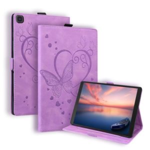 For Samsung Galaxy Tab A 8.0 (2019) SM-T290 SM-T295 Love Butterfly Pattern Horizontal Flip Leather Case with Holder(Purple) (OEM)