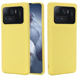 For Xiaomi Mi 11 Ultra Solid Color Liquid Silicone Dropproof Full Coverage Protective Case(Yellow) (OEM)