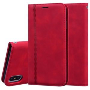 For iPhone XS Max Frosted Business Magnetic Horizontal Flip PU Leather Case with Holder & Card Slot & Lanyard(Red) (OEM)