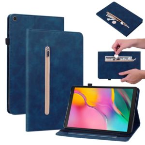 For Samsung Galaxy Tab A 10.1 2019 T510 Skin Feel Solid Color Zipper Leather Tablet Case(Blue) (OEM)