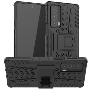 For Motorola Edge 20 Tire Texture Shockproof TPU+PC Protective Case with Holder(Black) (OEM)