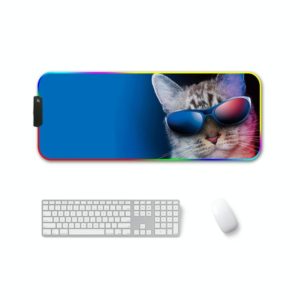 250x350x4mm F-01 Rubber Thermal Transfer RGB Luminous Non-Slip Mouse Pad(Glasses Cat) (OEM)