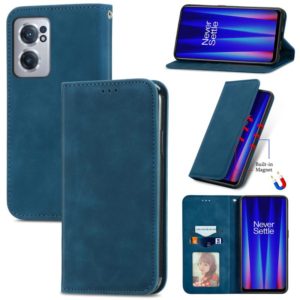 For OnePlus Nord CE 2 5G Retro Skin Feel Magnetic Leather Phone Case(Blue) (OEM)