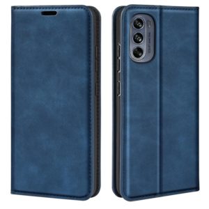 For Motorola G62 5G Retro-skin Magnetic Suction Leather Phone Case(Dark Blue) (OEM)