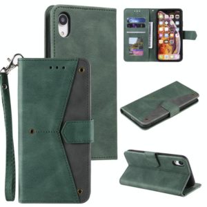 For iPhone XS Max Stitching Calf Texture Horizontal Flip Leather Case with Holder & Card Slots & Wallet(Green) (OEM)