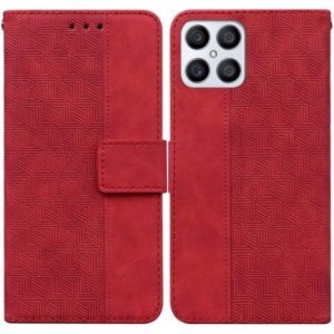 For Honor X8 Geometric Embossed Leather Phone Case(Red) (OEM)