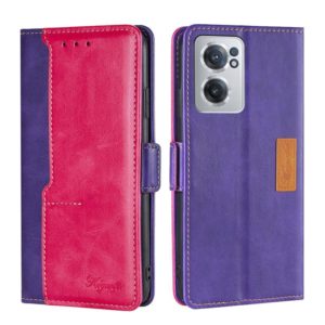 For OnePlus Nord CE 2 5G Contrast Color Side Buckle Leather Phone Case(Purple + Rose Red) (OEM)