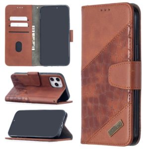 For iPhone 12 Pro Max Matching Color Crocodile Texture Horizontal Flip PU Leather Case with Wallet & Holder & Card Slots(Brown) (OEM)